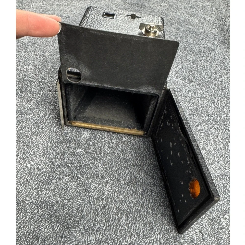 Vintage Kodak No 2 Brownie Box Camera Black with Leather Carrying Case Antique